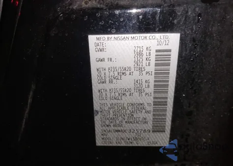 2013 Infiniti Jx35 z USA, uszkodzony, nr VIN 5N1AL0MM4DC325789